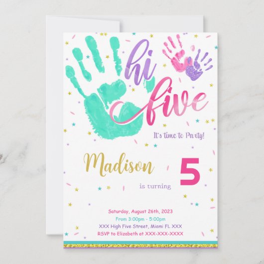 Editable High Five Birthday Einladung (Vorderseite)