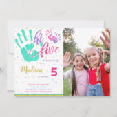 Editable High Five Birthday Foto Einladung (Vorderseite)