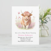 Editable Highland Cow Girl Babydusche Einladung (Stehend Vorderseite)