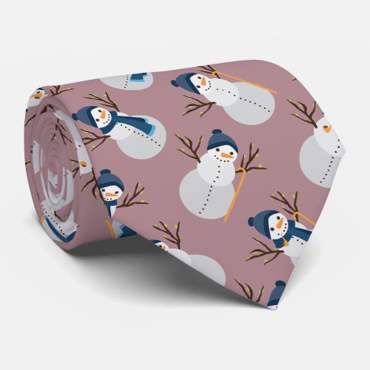 Editable Hintergrund-FarbSchneemann Krawatte (Gerollt)