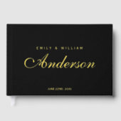 Editable Hintergrundfarbe Elegante Hochzeitsschrif Gästebuch (Vorderseite)