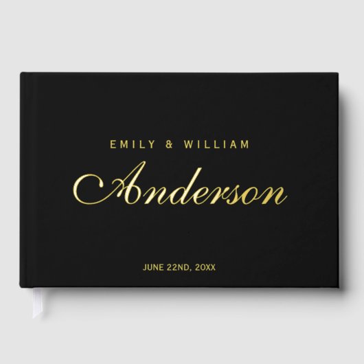 Editable Hintergrundfarbe Elegante Hochzeitsschrif Gästebuch (Vorderseite)