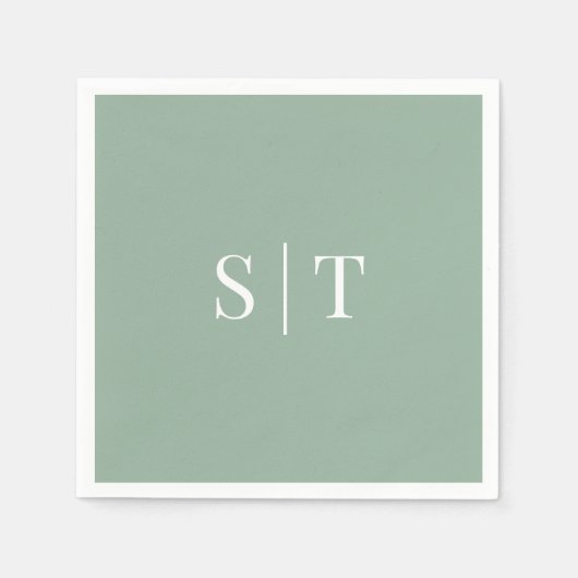 Editable Hintergrundfarbe Hochzeit Monogram Napkin Serviette (Vorderseite)