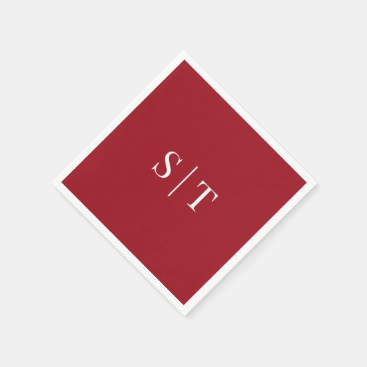 Editable Hintergrundfarbe Hochzeit Monogram Napkin Serviette (Ecke)