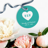 Editable Hintergrundfarbe Monogram Heart Wedding Geschenkanhänger