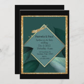 Editable Hochzeit Einladung Emerald Green und Gold (Vorne/Hinten)