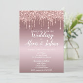 Editable Hochzeit Einladung in Rose Gold (Stehend Vorderseite)