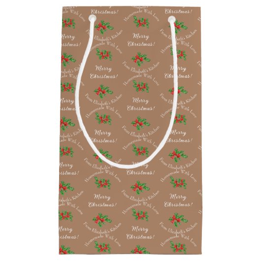 Editable Holiday Backgeschenk Brown Frohe Weihnach Kleine Geschenktüte (Vorderseite)