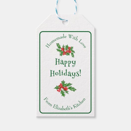 Editable Holiday Backgeschenk Grün Frohe Weihnacht Geschenkanhänger (Vorderseite)