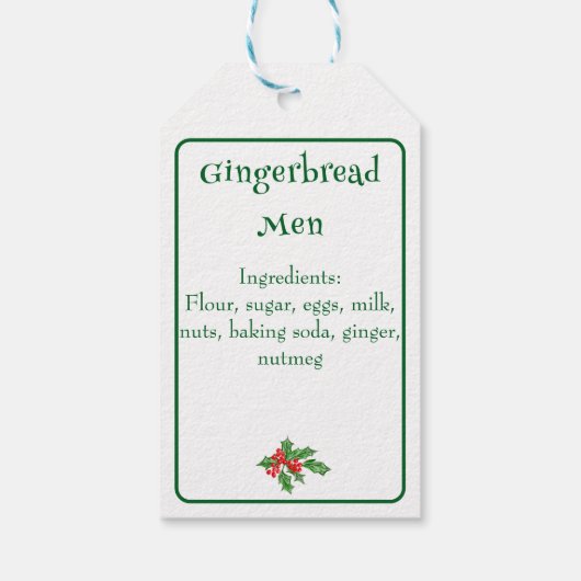 Editable Holiday Backgeschenk Grün Frohe Weihnacht Geschenkanhänger (Rückseite)