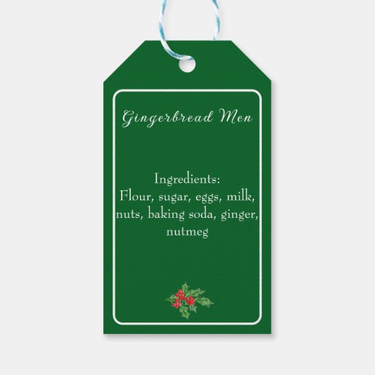 Editable Holiday Backgeschenk Grün Frohe Weihnacht Geschenkanhänger (Rückseite)