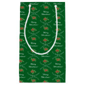 Editable Holiday Backgeschenk Grün Frohe Weihnacht Kleine Geschenktüte (Vorderseite)