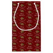 Editable Holiday Backgeschenk Rot Frohe Weihnachte Kleine Geschenktüte (Rückseite)