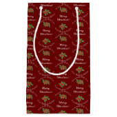 Editable Holiday Backgeschenk Rot Frohe Weihnachte Kleine Geschenktüte (Vorderseite)