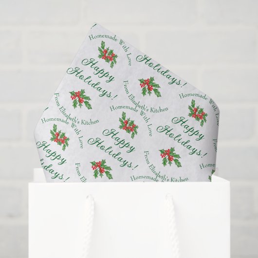 Editable Holiday Backgeschenk Weißer Happy Urlaub Seidenpapier (Geschenktüte)