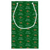 Editable Holiday Backgift Grün glückliche Ferien Kleine Geschenktüte (Rückseite)