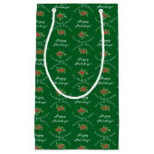 Editable Holiday Backgift Grün glückliche Ferien Kleine Geschenktüte (Vorderseite)