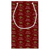 Editable Holiday Backgift Rotes Happy Holidays Kleine Geschenktüte (Rückseite)