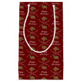 Editable Holiday Backgift Rotes Happy Holidays Kleine Geschenktüte (Vorderseite)