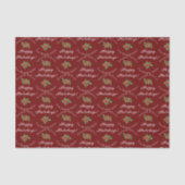 Editable Holiday Backgift Rotes Happy Holidays Seidenpapier (Vorderseite)
