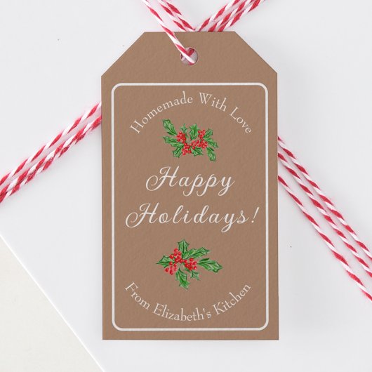 Editable Holiday Baking Geschenk Brown Happy Holid Geschenkanhänger