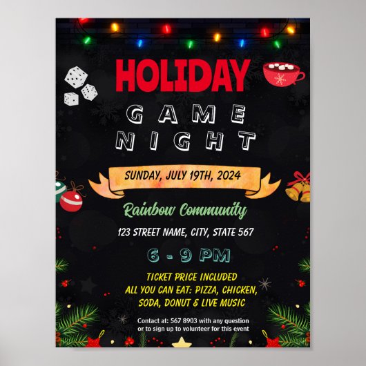 Editable Holiday Game night Flyer Poster (Vorne)