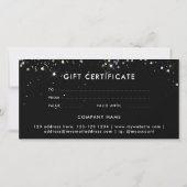 Editable Holographic Glitzer Black Gift Certificat (Rückseite)