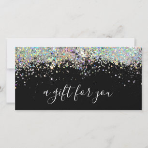Editable Holographic Glitzer Black Gift Certificat