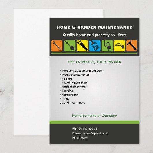 Editable Home Services Flyer Template Einladung (Vorne/Hinten)