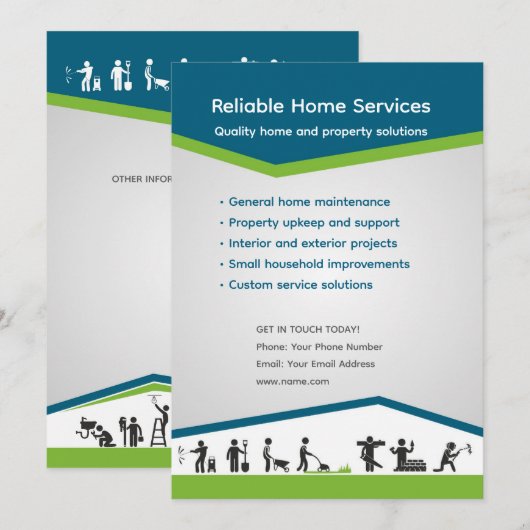 Editable Home Services Flyer Template Einladung (Vorne/Hinten)