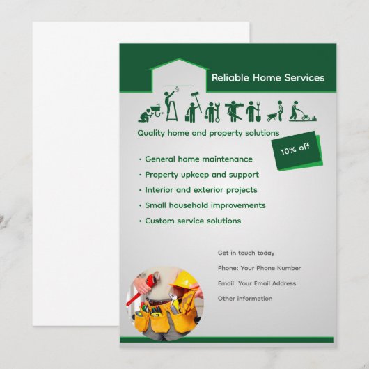 Editable Home Services Flyer Template Einladung (Vorne/Hinten)