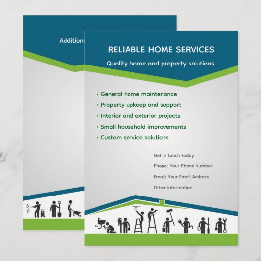 Editable Home Services Flyer Template Einladung (Vorne/Hinten)
