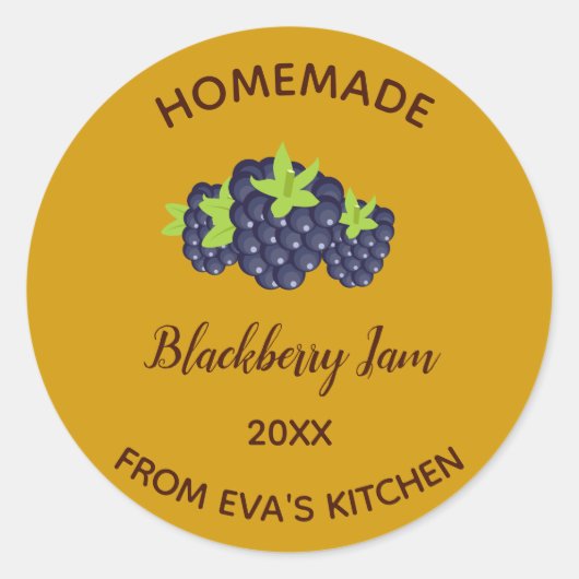 Editable Homemade BlackBerry Jam Runder Aufkleber (Vorderseite)
