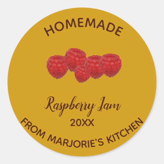 Editable Homemade Raspberry Jam Runder Aufkleber (Vorderseite)