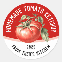 Editable Homemade Tomato Ketchup mit roten Tomaten Runder Aufkleber