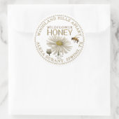 Editable Honey Jar Bee Wildblume Daisy Label Runder Aufkleber (Tasche)