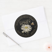 Editable Honey Jar Bee Wildblume Label Black Runder Aufkleber (Umschlag)