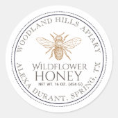 Editable Honey Jar Bee Wildblume Label Runder Aufkleber (Vorderseite)