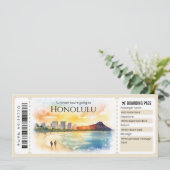 Editable Honolulu Boarding Pass Flugzeug Ticket Einladung (Stehend Vorderseite)