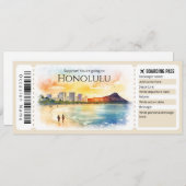 Editable Honolulu Boarding Pass Flugzeug Ticket Einladung (Vorne/Hinten)
