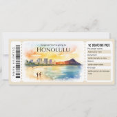 Editable Honolulu Boarding Pass Flugzeug Ticket Einladung (Vorderseite)