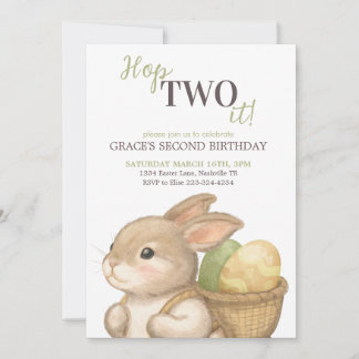 Editable Hop Two It Easter 2nd Birthday Bunny Einladung