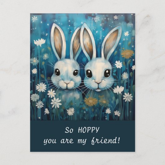 Editable Hoppy Niedlich bunnies Valentine's Day Postkarte (Vorderseite)