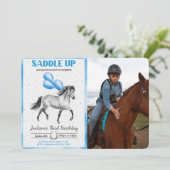 Editable Horse Birthday Foto Einladung (Stehend Vorderseite)