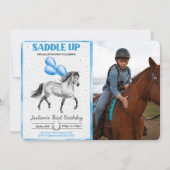 Editable Horse Birthday Foto Einladung (Vorderseite)