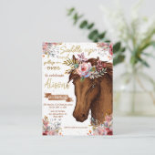 Editable Horse Cowgirl Geburtstagsparty Postkarte (Stehend Vorderseite)