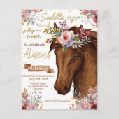 Editable Horse Cowgirl Geburtstagsparty Postkarte (Vorderseite)