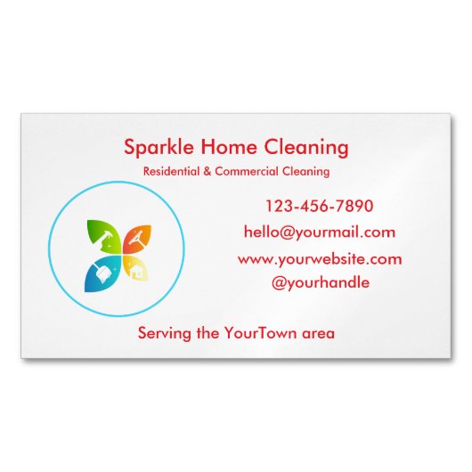 Editable House Cleaning Business Card Magnetische Visitenkarte (Vorderseite)
