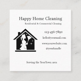 Editable House Cleaning Business Card  Quadratische Visitenkarte