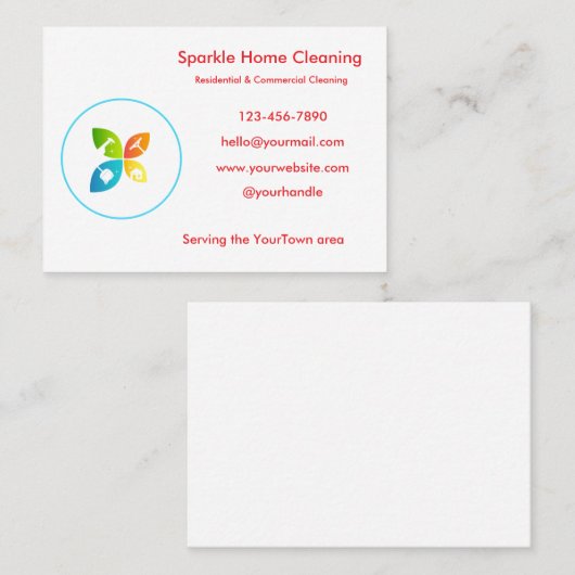 Editable House Cleaning Business Card Visitenkarte (Vorne/Hinten)